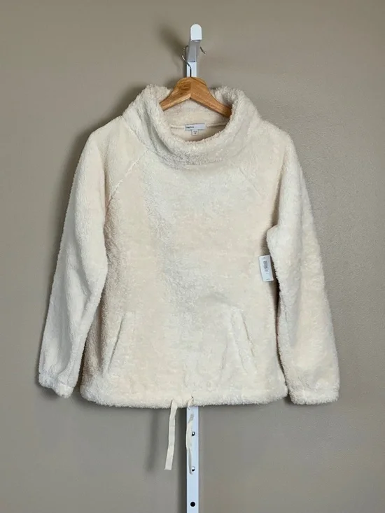 GAP Body Sherpa Mock-Neck Popover Kangaroo Pocket Sweatshirt - Picture 1 of 16
